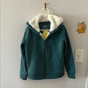 Kids Green Hoodie with Sherpa Lining